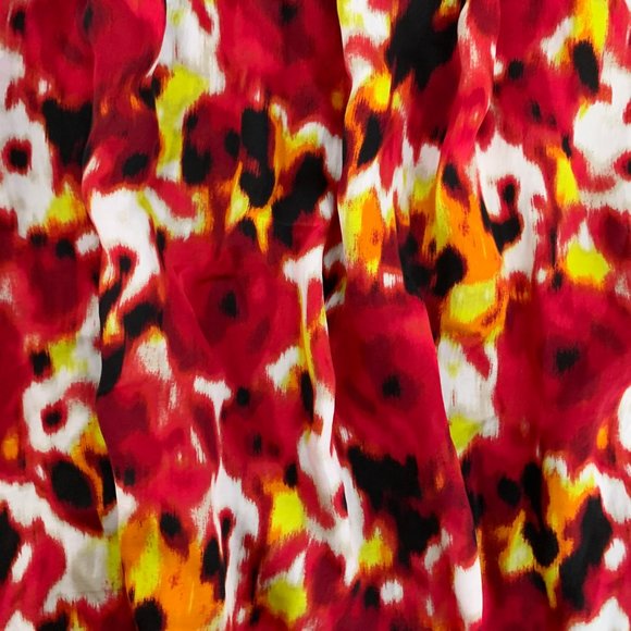 Alfani Women's Floral Pleated Blouse Size 22W Cap Sleeve Red Yellow White Lined - Picture 8 of 15